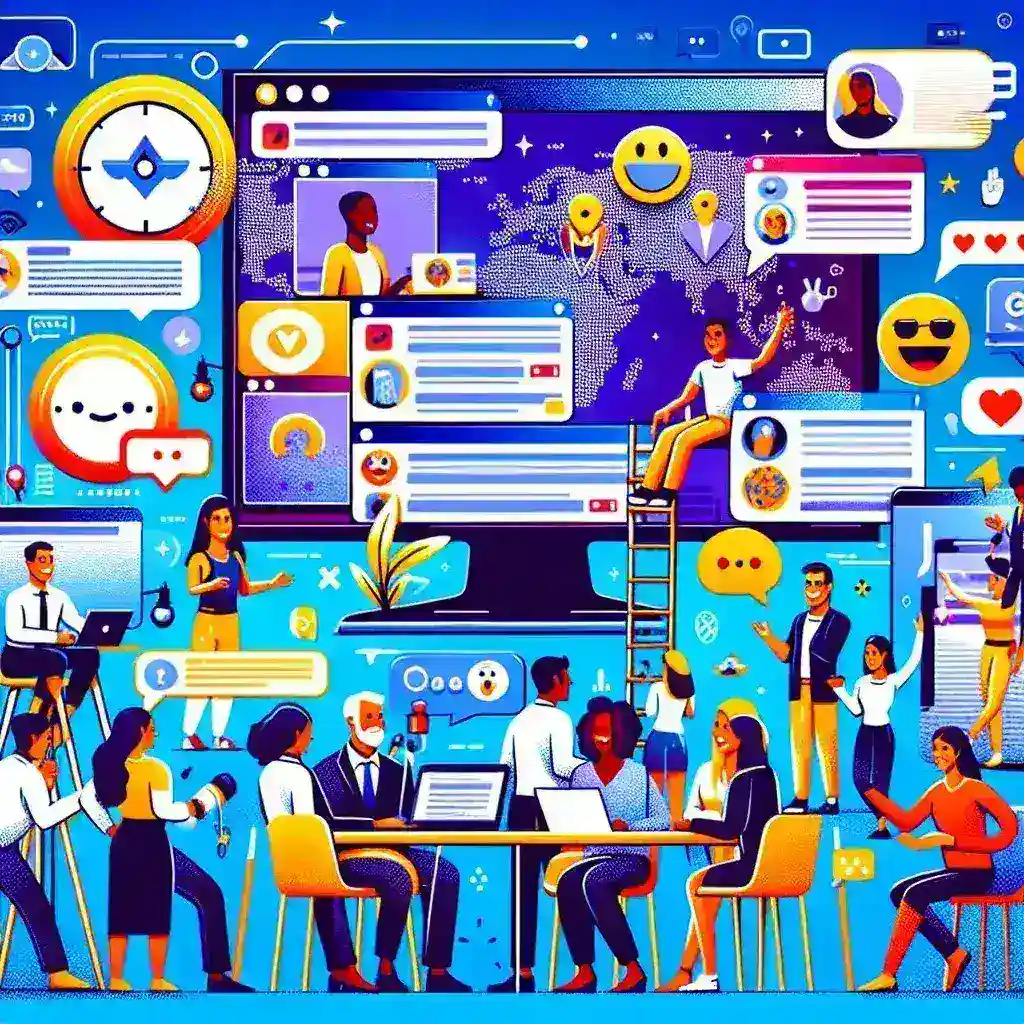 Alt text: "Organizador preparando un evento interactivo de preguntas y respuestas en Twitch, con pantalla de chat activa y participantes entusiastas."