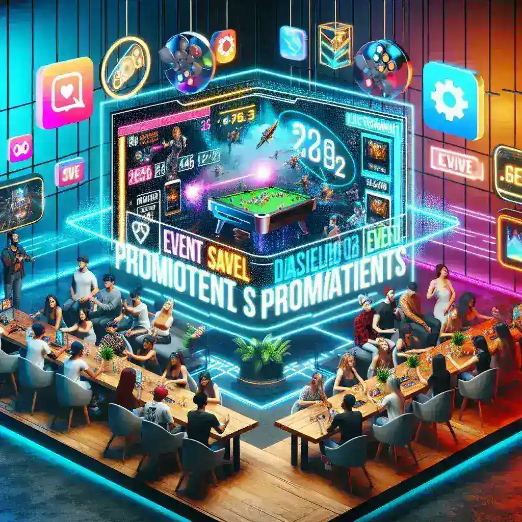 "Vista de un streamer en acción en su canal de Twitch, rodeado de pantallas de chat y gráficos atractivos, ilustrando estrategias efectivas para promocionar eventos en Twitch."